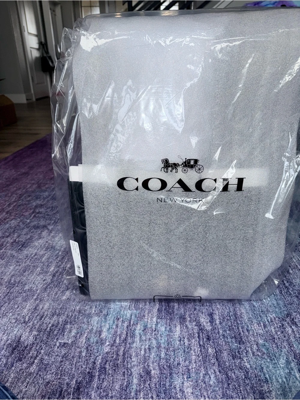 Coach Black Quilted Maggie Logo Large Leather Tote with Gold Hardware